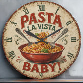 Pasta La Vista Baby Funny Kitchen Decor  ラージ壁時計
