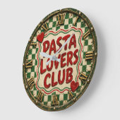 Pasta Lovers Club Italian Kitchen Gift & Farmhouse ラージ壁時計 (傾斜)