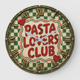 Pasta Lovers Club Italian Kitchen Gift & Farmhouse ラージ壁時計