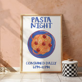 Pasta Night Retro Kitchen Funny Food Wall Poster  ポスター