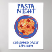 Pasta Night Retro Kitchen Funny Food Wall Poster  ポスター (正面)