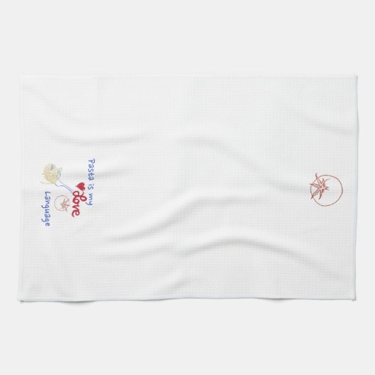 Pasta noodle tomato cute  キッチンタオル (横)