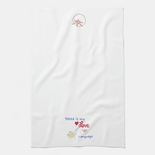 Pasta noodle tomato cute  キッチンタオル (縦)