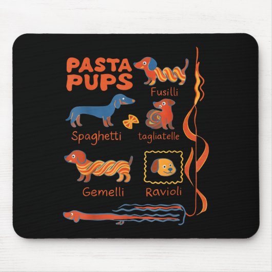 Pasta P Dog Funny Dachshund Dog Pasta Foodie Dog S マウスパッド (正面)