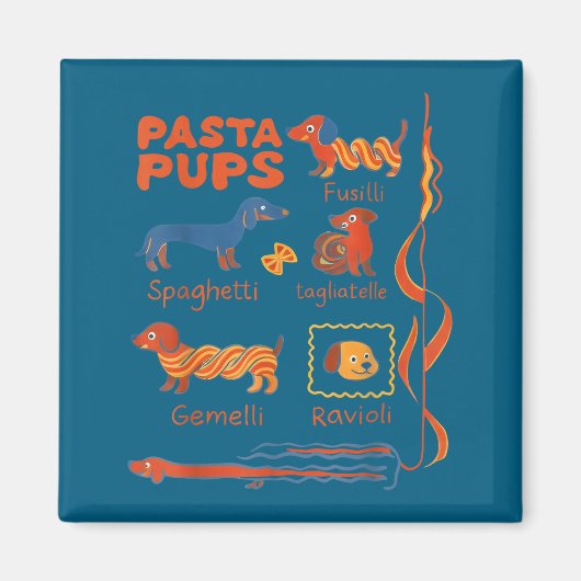 Pasta P Dog Funny Dachshund Dog Pasta Foodie Dog S マグネット (正面)