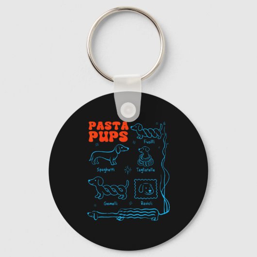 Pasta P Funny Dachshund Wiener Dog Pasta Foodie Do キーホルダー (正面)