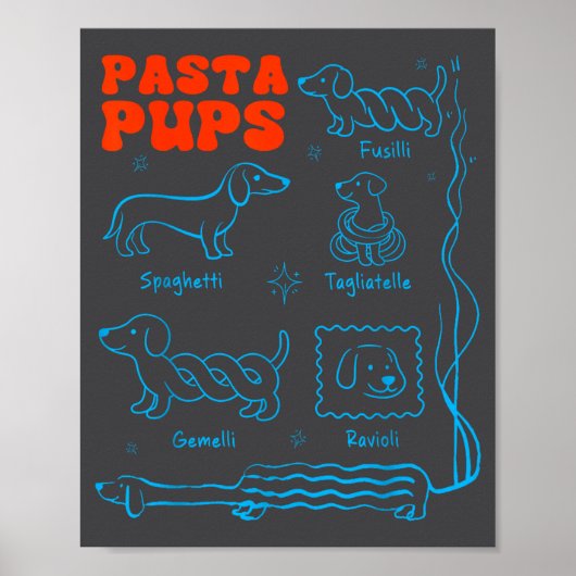 Pasta P Funny Dachshund Wiener Dog Pasta Foodie Do ポスター (正面)