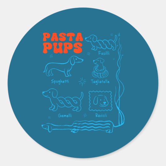 Pasta P Funny Dachshund Wiener Dog Pasta Foodie Do ラウンドシール (正面)