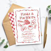 Pasta & Pacifiers Hand Drawn Italian Baby Shower 招待状