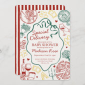 Pasta Special Delivery Italian Baby Shower 招待状 (正面/裏面)