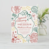 Pasta Special Delivery Italian Baby Shower 招待状 (スタンド正面)