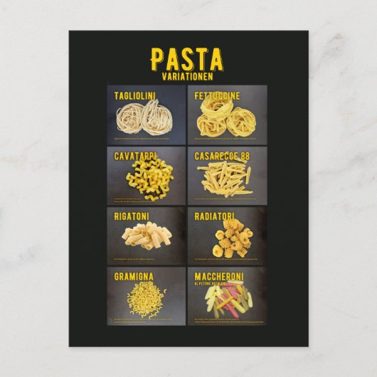 Pasta Variationen Italienisches Restaurant Zutaten ポストカード (正面)