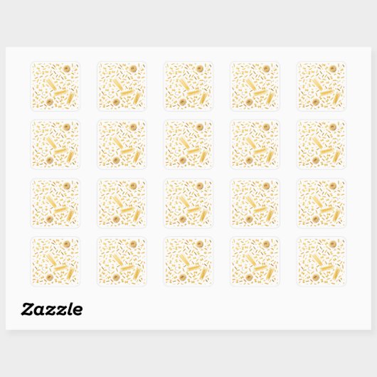 Pasta Varieties Seamless Pattern Sticker スクエアシール (シート)