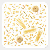 Pasta Varieties Seamless Pattern Sticker スクエアシール (正面)