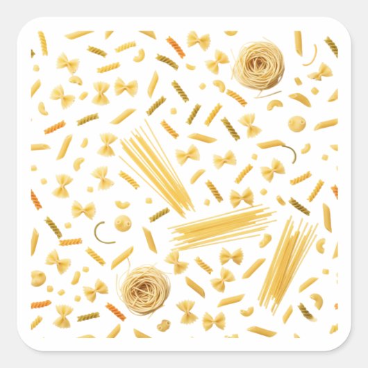 Pasta Varieties Seamless Pattern Sticker スクエアシール (正面)