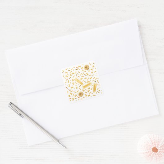 Pasta Varieties Seamless Pattern Sticker スクエアシール (封筒)