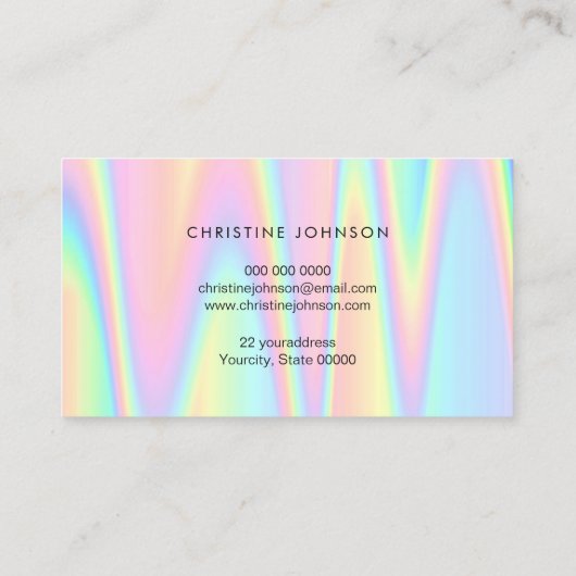 pastelのロゴはiridescenceをシミュレートした 名刺 (裏面)