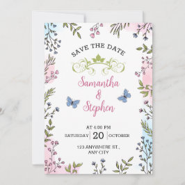 Pastelカラースケッチの例証フローラ救: 招待状