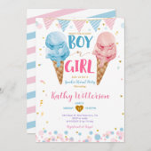 Pastelスクープのアイスクリームジェンダーリビールとは 招待状 (正面/裏面)