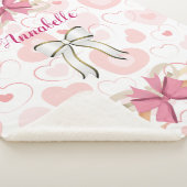 Pastelハート(リボンのパーソナビクトリアンライズ付き) シェルパブランケット (3/4)
