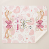 Pastelハート(リボンのパーソナビクトリアンライズ付き) シェルパブランケット (正面(横))