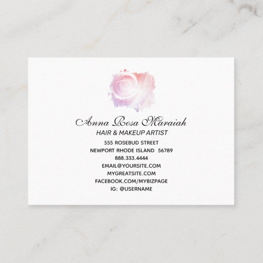 *～* Pastel抽象芸術Pink ROSE名刺 名刺 (裏面)