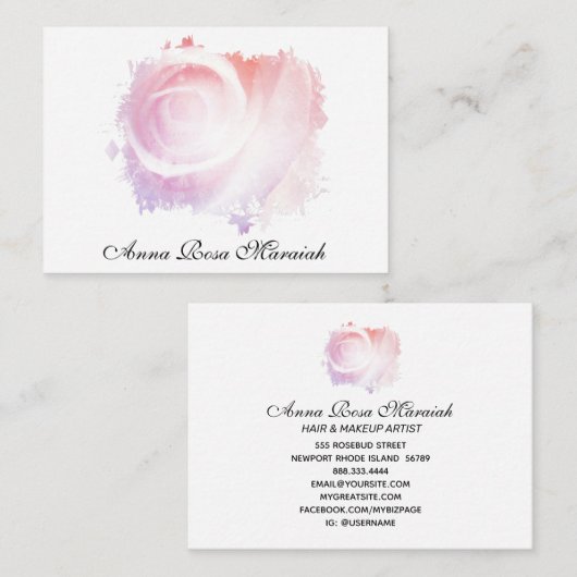 *～* Pastel抽象芸術Pink ROSE名刺 名刺 (正面/裏面)