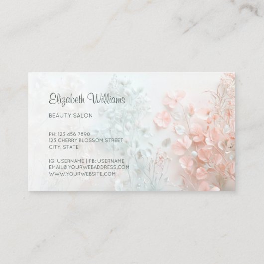 Pastel 3D Boho Flowers 名刺 (裏面)