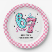 Pastel 67 Six Seven Girl Birthday Party ペーパープレート (正面)