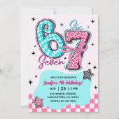 Pastel 67  Six Seven Girl Birthday Party 招待状 (正面)