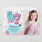 Pastel 67 Six Seven Girl Birthday Party Photo サンキューカード (正面)