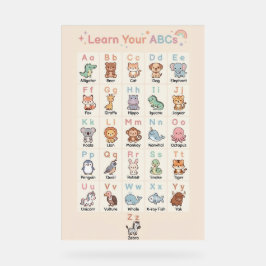 Pastel ABC Animals Poster for Kids アクリルサイン