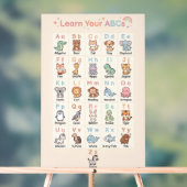 Pastel ABC Animals Poster for Kids アクリルサイン (ニュートラル)