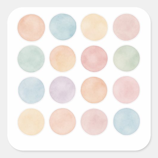 Pastel Abstract Bubble Sticker Sheet スクエアシール (正面)