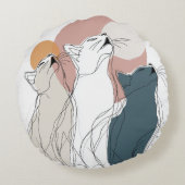 Pastel Abstract Cat Pack Round Pillow ラウンドクッション (裏面)