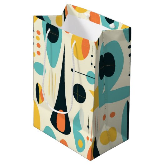 Pastel Abstract Mid-Century Pattern ミディアムペーパーバッグ (正面アングル)