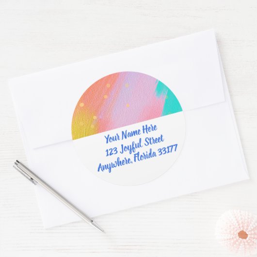 Pastel Abstract Modern Return Address Labels ラウンドシール (封筒)