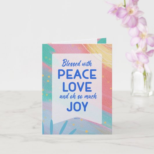 Pastel Abstract Peace Love Joy クリスマスカード カード (蘭)