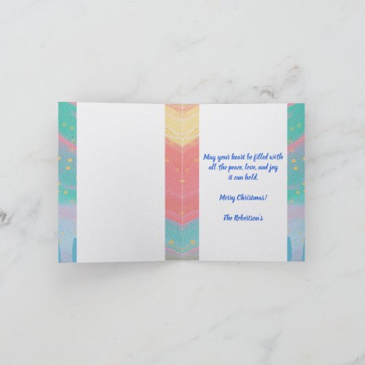 Pastel Abstract Peace Love Joy Christmas Card カード (内部)