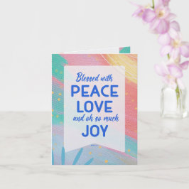 Pastel Abstract Peace Love Joy Christmas Card カード