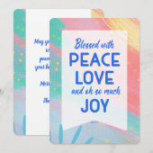 Pastel Abstract Peace Love Joy Christmas Card シーズンカード (正面/裏面)