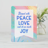 Pastel Abstract Peace Love Joy Christmas Card シーズンカード (スタンド正面)