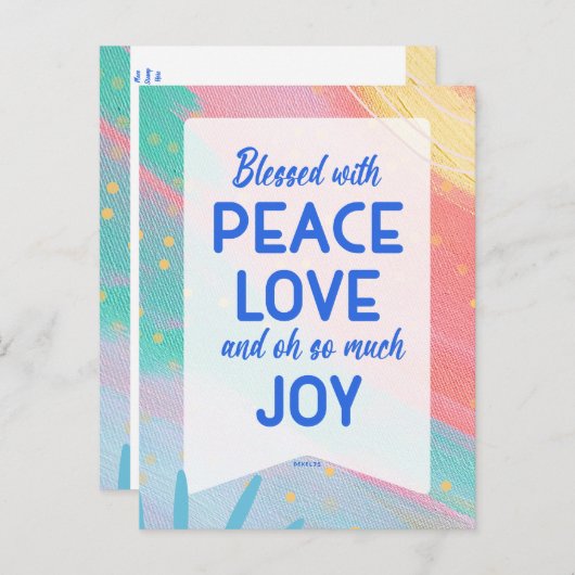 Pastel Abstract Peace Love Joy Christmas Post Card ポストカード (正面/裏面)