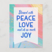 Pastel Abstract Peace Love Joy Christmas Post Card ポストカード (正面)