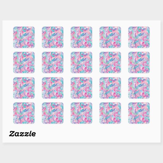 Pastel Abstract Ribbon Pattern スクエアシール (シート)