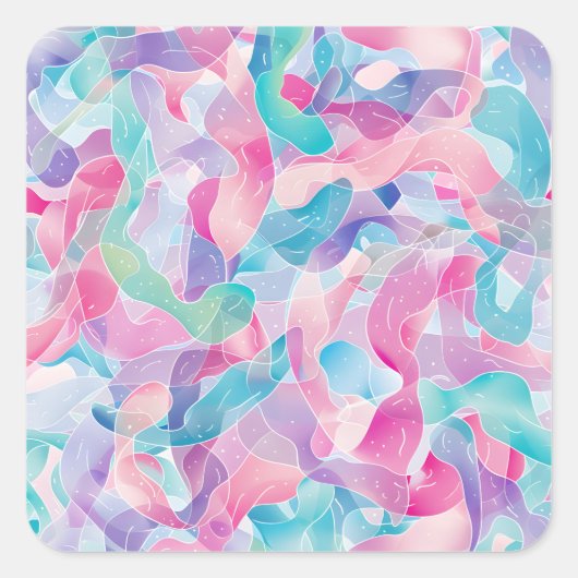 Pastel Abstract Ribbon Pattern スクエアシール (正面)