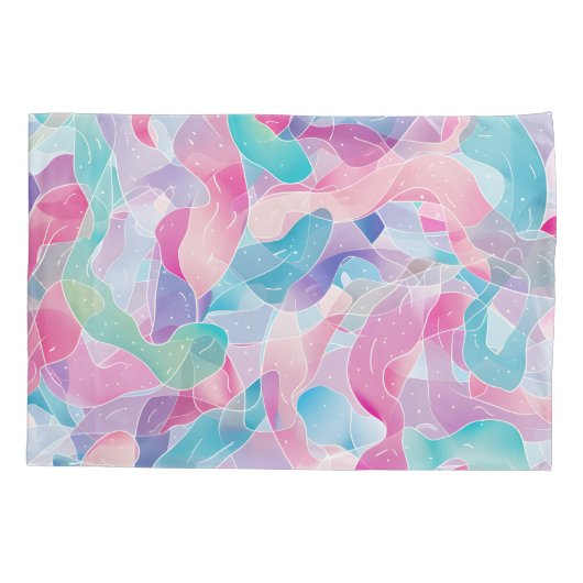 Pastel Abstract Ribbon Pattern 枕カバー (裏面)