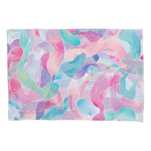 Pastel Abstract Ribbon Pattern 枕カバー (正面)