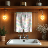 Pastel Abstract Seamless Pattern Waves and Circles キッチンタオル