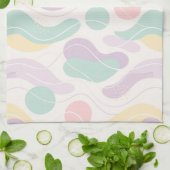 Pastel Abstract Seamless Pattern Waves and Circles キッチンタオル (折り畳み)